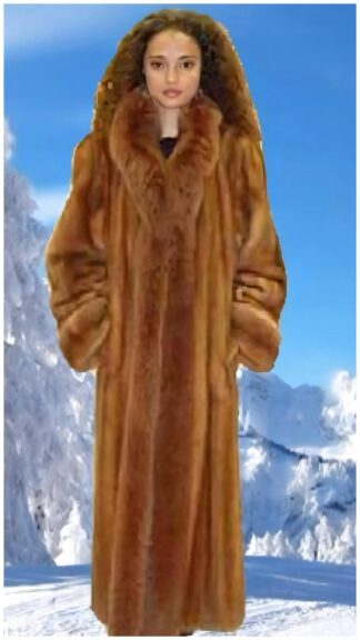 Whiskey Mink Fur Coat Matching Fox Fur Tuxedo 873