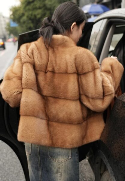 Horizontal Whiskey Mink Jacket 8344 - Image 2