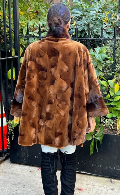 Cognac Sheared Mink Cape 37773 - Image 2