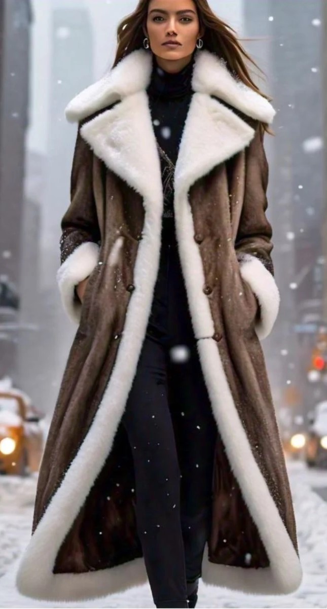 Demi Mink Coat White Mink Notched Collar 
