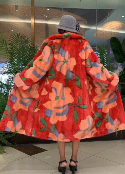 Designer Beautiful Flowered Mink Coat - Image 2