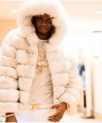 Rapper Krept From London White Fox Bomber Jacket Hood