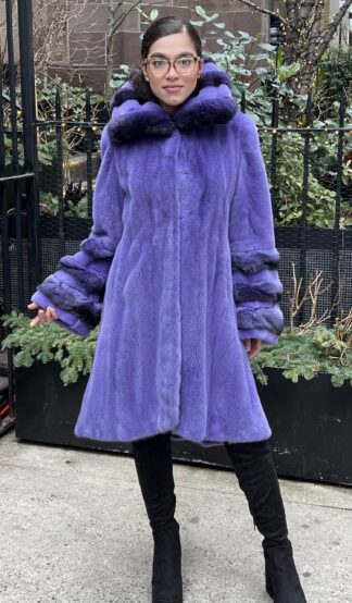 Purple Mink Swing Coat Chinchilla Trim 9421