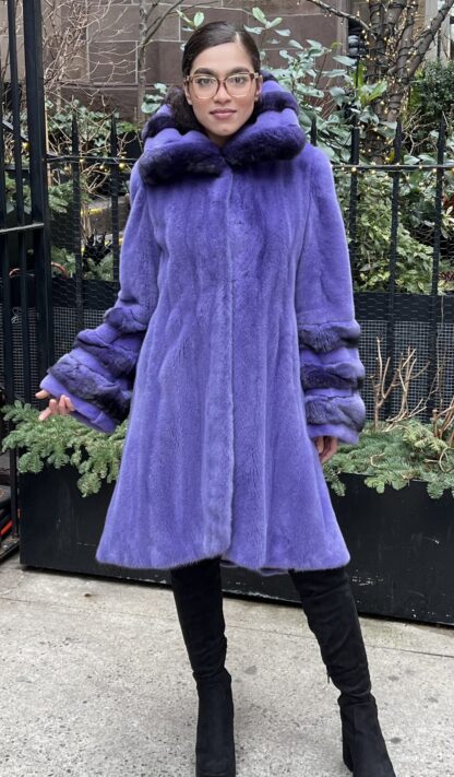 Purple Mink Swing Coat Chinchilla Trim 9421