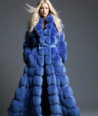 Royal Blue Full Length Fox Coat 83332
