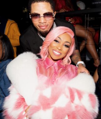 Monica R&B Singer Pink White Fox Coat