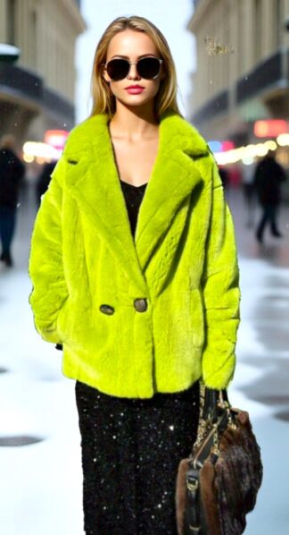 Neon Green Mink Jacket 3535