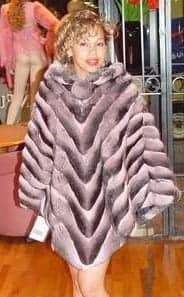 Designer Pink Chinchilla Fur Poncho Diagonal Designer 399