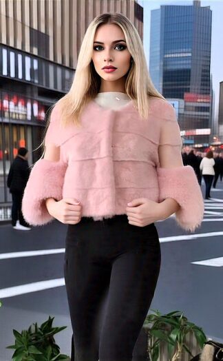 Pink Mink Jacket Fox Cuffs 8333