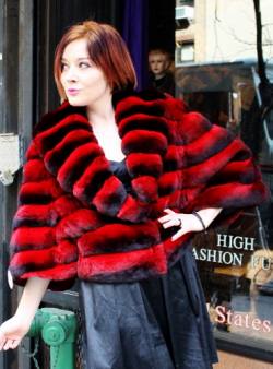 Red Chinchilla Bolero Horizontal Jacket #7744