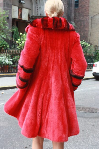Red Mink Fur Stroller Chinchilla Wing Collar Bell Cuffs 22125 - Image 3