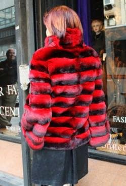 Red Chinchilla Fur Jacket Horizontal 644 - Image 4