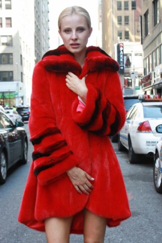 Red Dyed Chinchilla Mink Swing Bell Sleeves 88999