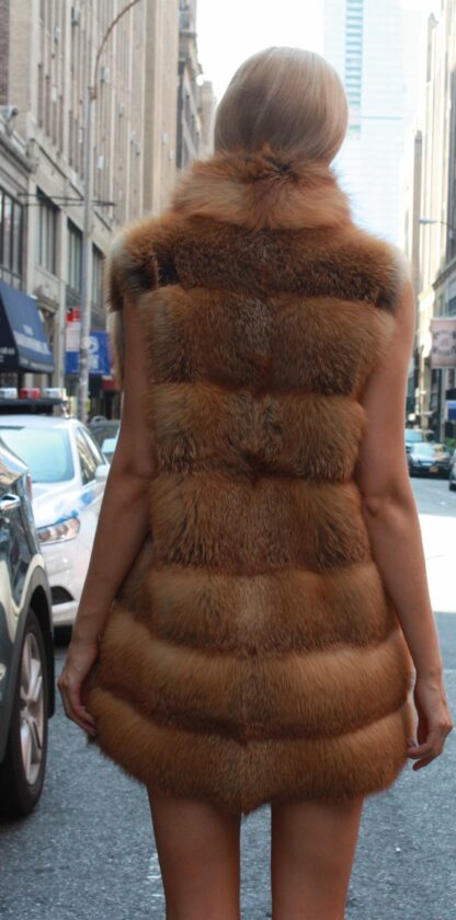 Red Fox Fur Horizontal Vest 77899 - Image 5
