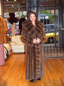 Russian Sable Fur Coat Large Cape Cross Cut Shawl Collar 4234