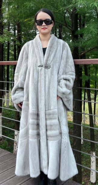 Full Length Sapphire Directional Mink Coat 8585