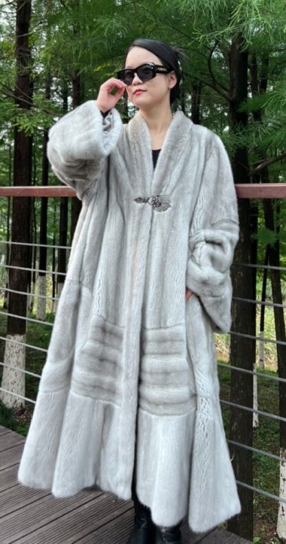 Full Length Sapphire Directional Mink Coat 8585 - Image 4