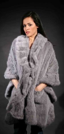 Sapphire Knit Mink Fur Cape 8822