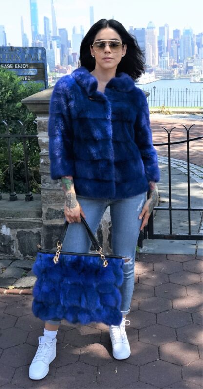 Royal Blue Fox Fur Bag 92827 - Image 2