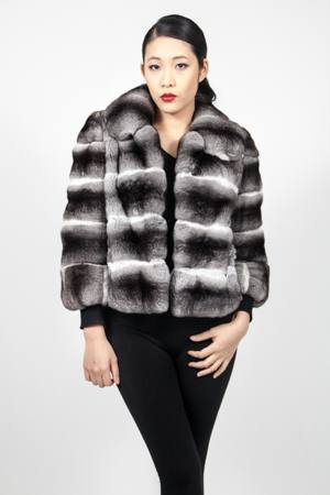 Horizontal Chinchilla Fur Jacket 828