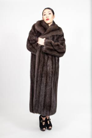 Classic Full Length Russian Sable Coat Wing Collar 7327
