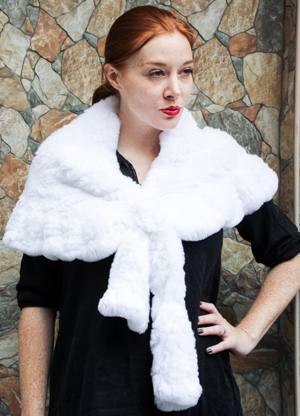 White Rex Rabbit Fur Caplet 66778
