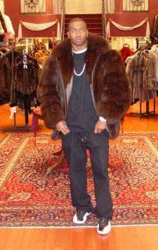 Men's Brown Fox Bomber Fur Jacket 7766