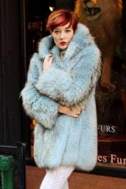 Baby Blue Finish Raccoon Jacket with Hood 77633