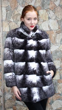 Black Cross Mink Fur Stroller 55512