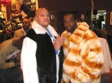 DJ Barry Blends Curt Flirt Power 105 White Black Mink Jacket Rex Rabbit Bomber
