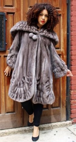 Plus Size Blue Iris Mink Fur Swing Stroller Hood 1177