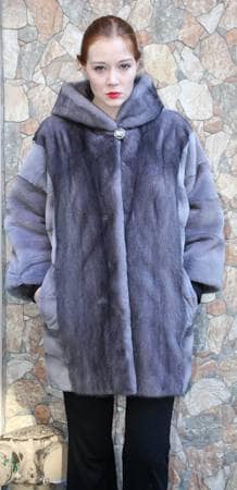 Blue Iris Mink Stroller Sheared Mink Sleeves 9987