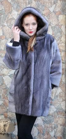 Blue Iris Sheared Mink Fur Stroller Hood 11994