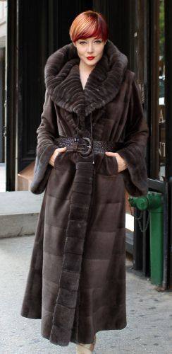 Magnificent Brown Sheared Full Length Mink Coat 888