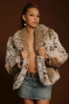 Cat Lynx Fur Vest White Fox Trim 99711