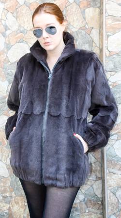 Charcoal Grey Sheared Mink Fur Jacket 3222