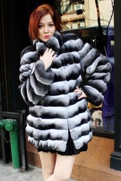 Stunning Chinchilla Fur Jacket Stand Up Collar 788coats