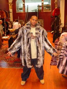 HBO WIRE J D Williams Mens Chinchilla Fur Bomber Hood