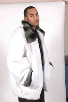 White Mink Men's Jacket Chinchilla Collar 5666
