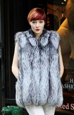 Gray Silver Fox Fur Vest 66521
