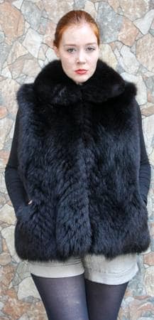 Dyed Black Fox Fur Vest 11255