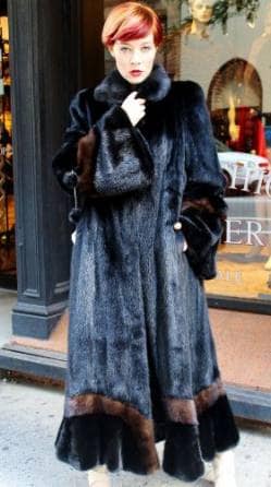 Full length Blackglama Ranch Mink Swing Fur Coat Demi Mink Fur Inserts 9922
