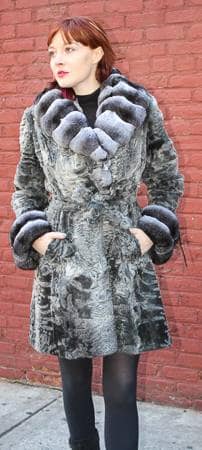 Grey Swakara Stroller Chinchilla Collar Cuffs 00667