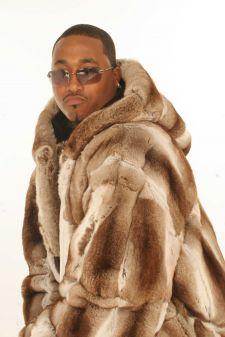 Men's Beige Chinchilla Fur Bomber Jacket 9944