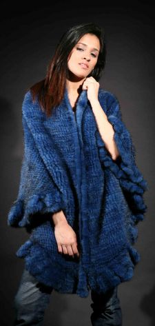 Royal Blue Knit Mink Cape 4235