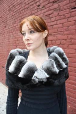 Black Sheared Mink Chinchilla Trim Capelet 662