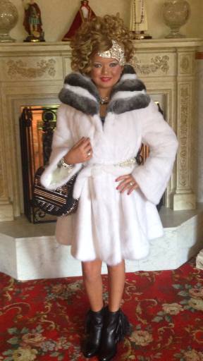 White Mink Stroller Chinchilla Fur Collar 9988