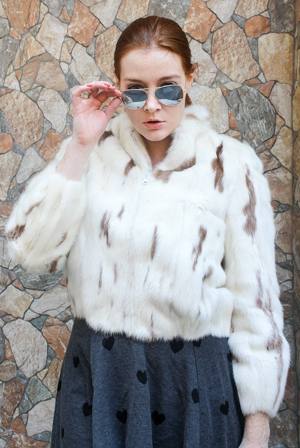 Natural Petite Jaguar Mink Fur Jacket 99334