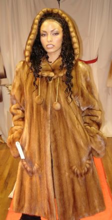 Whiskey Mink Fur Stroller Swing Pleated Design in Body 77233