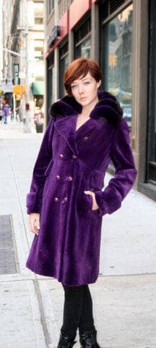 Purple Sheared Mink Stroller Shaped Body Chinchilla Fur Collar 6788